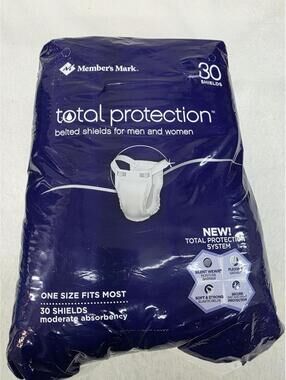 Member's Mark Total Protection Belted Shields, 30 Count, Moderate Absorbency